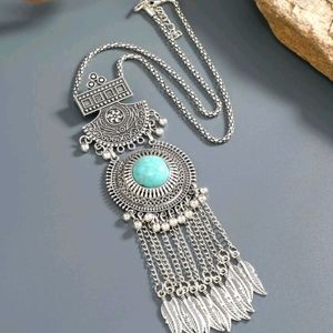 FEATHER PENDANT TASSEL NECKLACE NEW
